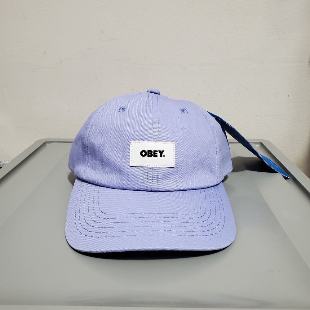 Obey Bold Label Organic Mens 6 Panel Strapback Digital Violet NWT - Picture 1 of 9